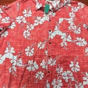 Vatpave 3XL Mens Hawaiian Shirt Floral Print Button Down‎ Short Sleeve Red